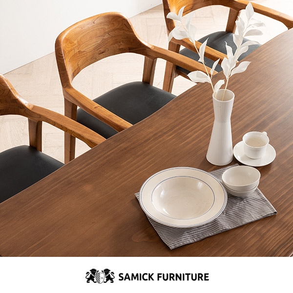 넬슨 뉴송 우드슬랩 슬림형 통원목 식탁 테이블 1600
