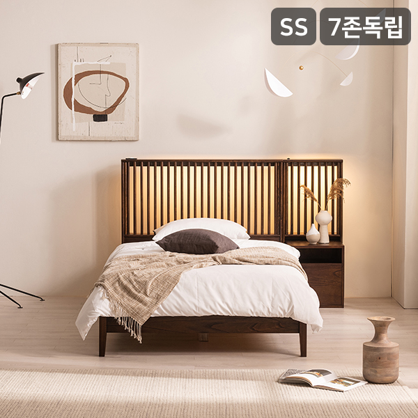 셀린 LED 원목 호텔 침대(7존 독립스프링 매트리스-슈퍼싱글)