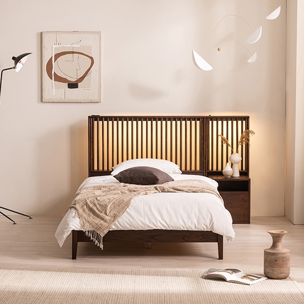 셀린 LED 원목 호텔 침대(양모 라텍스 7존 독립스프링 매트리스-슈퍼싱글)